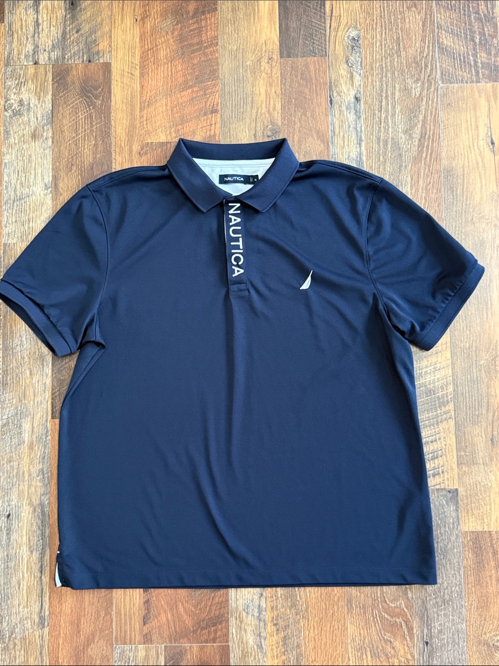 Nautica Men’s XL Navy Blue Logo Placket Performance Polo Shirt